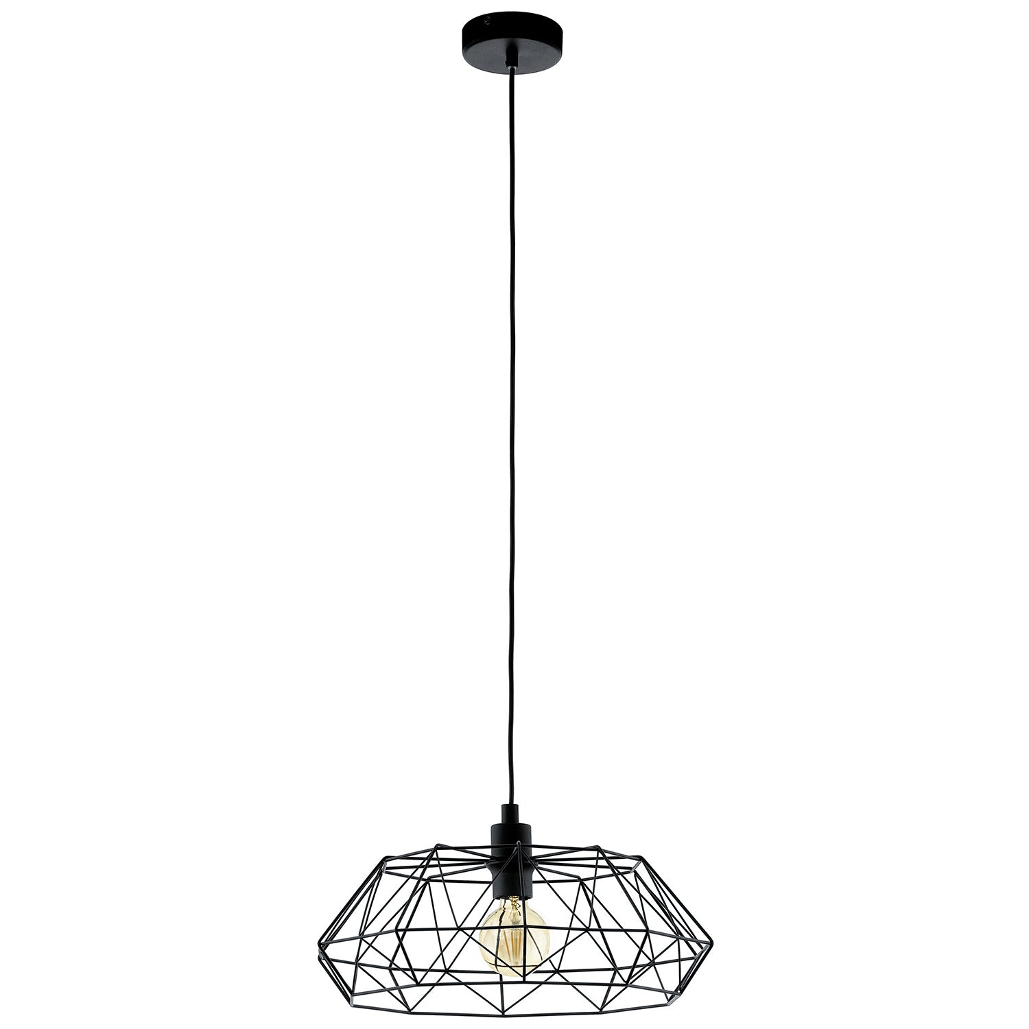 Lampadario A Sospensione Vintage Carlton 2 Acciaio Nero 1 Luce E27