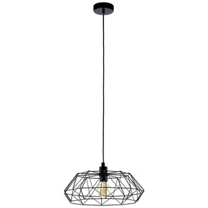 Lampadario A Sospensione Vintage Carlton 2 Acciaio Nero 1 Luce E27