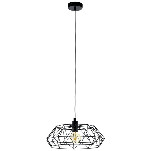 Lampadario A Sospensione Vintage Carlton 2 Acciaio Nero 1 Luce E27