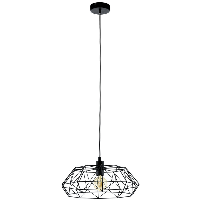 Lampadario A Sospensione Vintage Carlton 2 Acciaio Nero 1 Luce E27