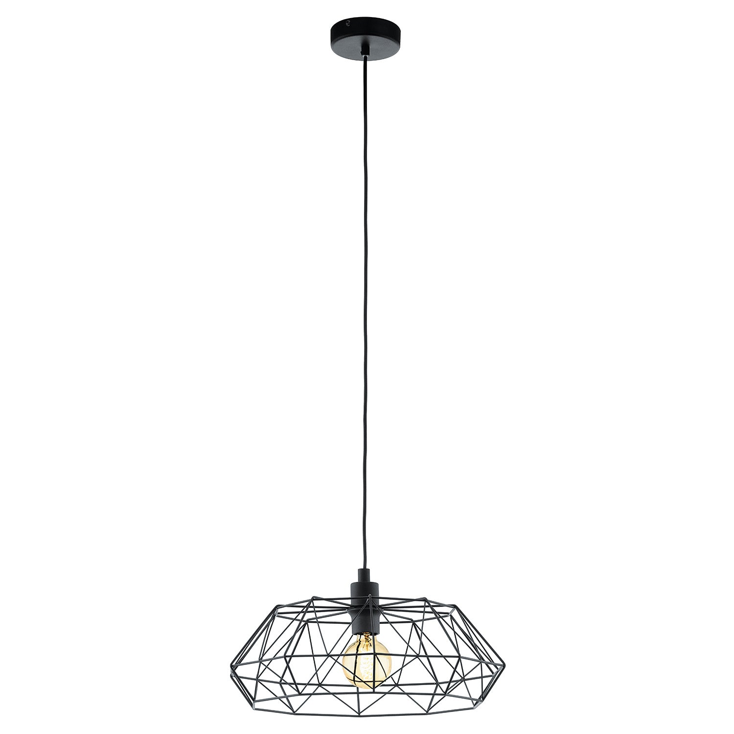 Lampadario A Sospensione Vintage Carlton 2 Acciaio Nero 1 Luce E27
