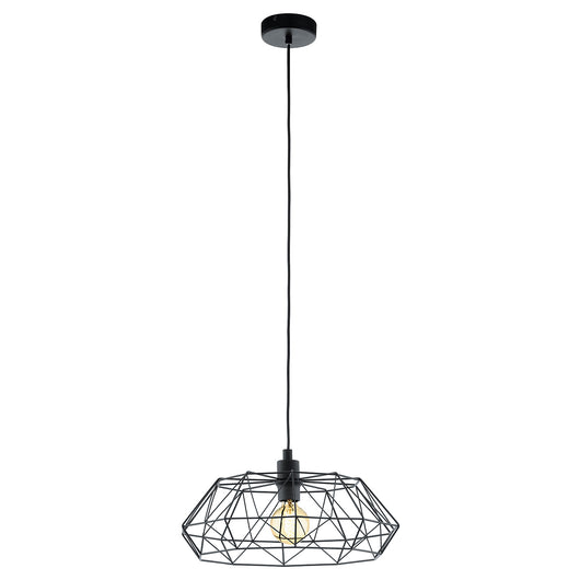 Lampadario A Sospensione Vintage Carlton 2 Acciaio Nero 1 Luce E27