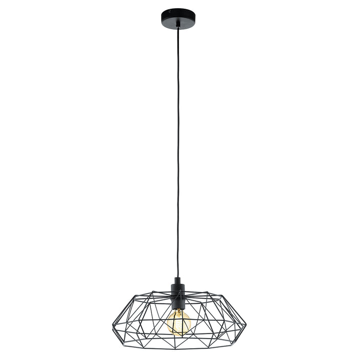 Lampadario A Sospensione Vintage Carlton 2 Acciaio Nero 1 Luce E27