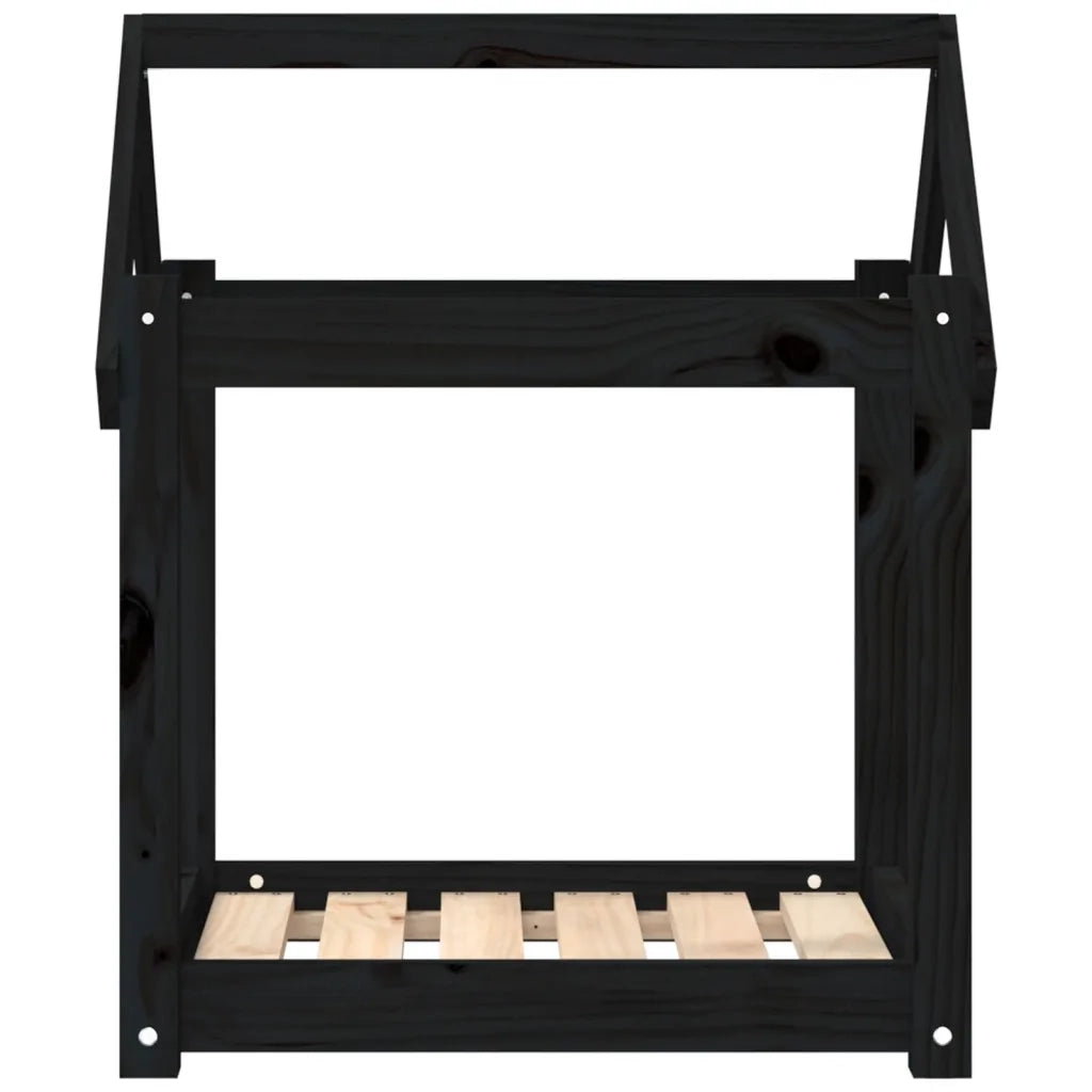 Cuccia per Cani Nera 61x50x70 cm in Legno Massello di Pino 822201