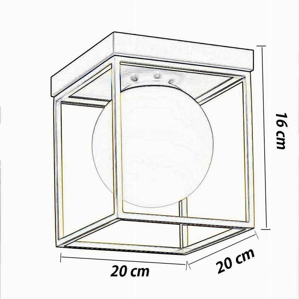Trade Shop - Plafoniera Da Soffitto Lampada In Metallo Nero Bronzo Con Sfera In Vetro G9 C76-1 -