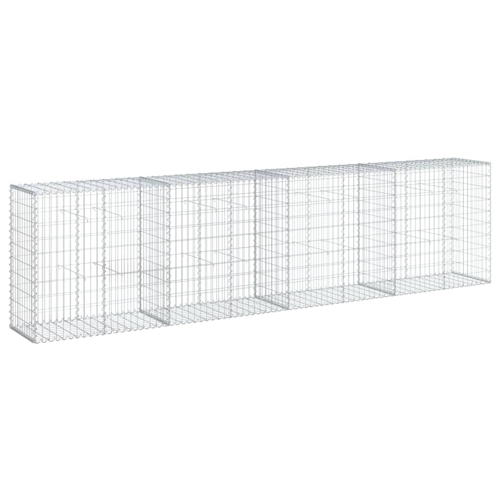 Gabbione recinto a gabbia muro di contenimento con coperchio 400 x 50 x 100 cm ferro zincato argento 02_0040163
