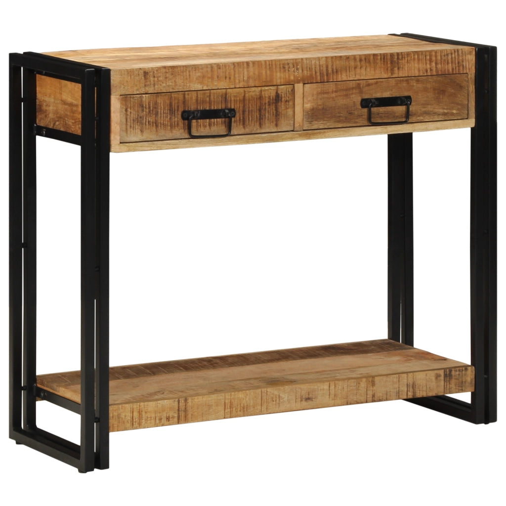 Tavolo Consolle 90x33x75 cm Legno Massello di Mango Grezzo