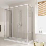 Box Doccia 3 Lati 75x150x75 cm 2 Ante Scorrevoli in Cristallo Trasparente 6mm H198 Fosterberg Viborg Trio