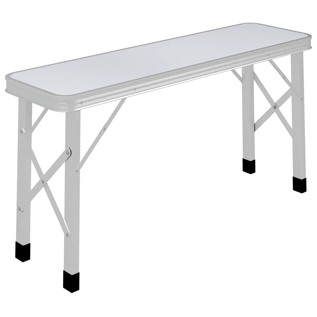 Tavolo da Campeggio Pieghevole con 2 Panche in Alluminio Bianco CFW7962458