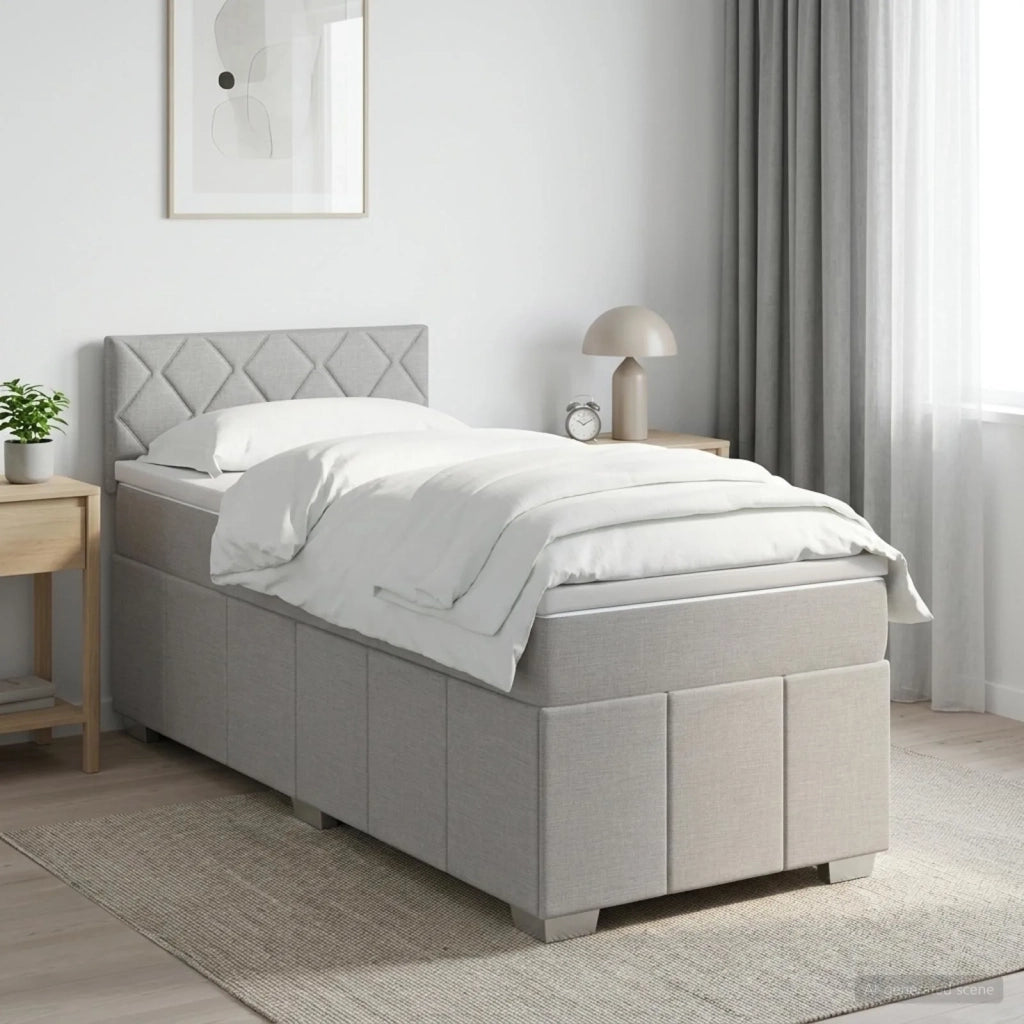 Letto box spring con materasso Grigio Chiaro 90 x 200 cm 3452593
