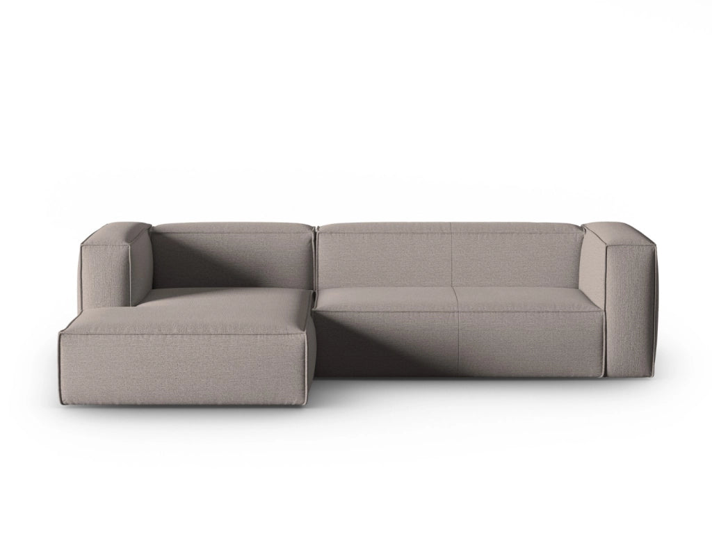Cosmopolitan Design - Divano angolare sinistro "Mackay" 4 posti in velluto strutturato cappuccino 