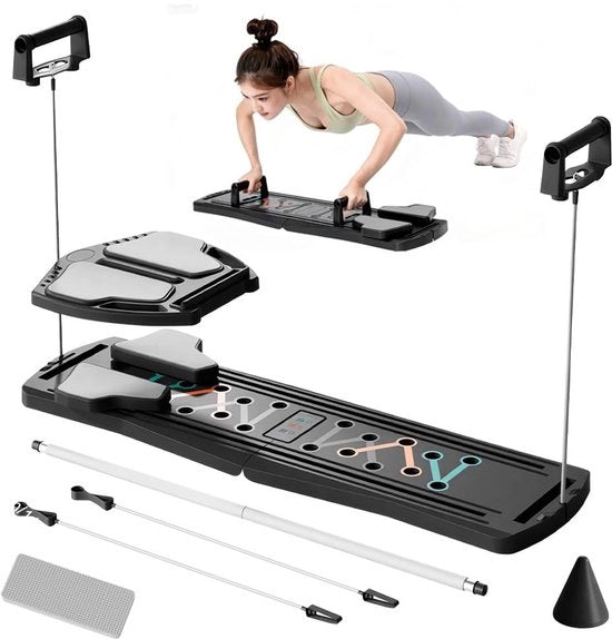 Pilates a 4 in 1 - Attrezzo Fitness Ripiegabile - Toner Addominali - Attrezzo di Allenamento per Casa - Design Compatto - Adatto per Principianti/Professionisti