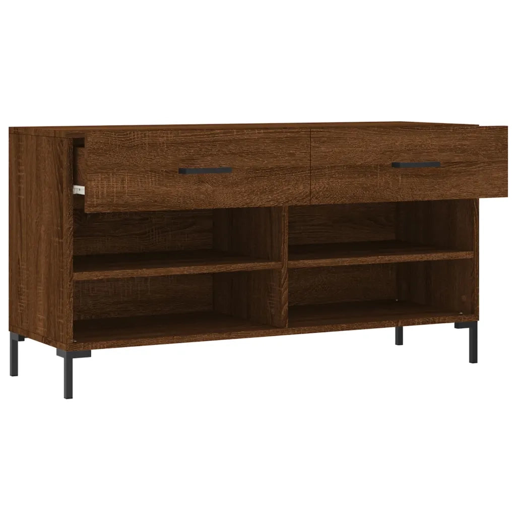 Panca Porta Scarpe | Scarpiera | Mobile per scarpe Rovere Marrone 102x35x55cm Legno Multistrato