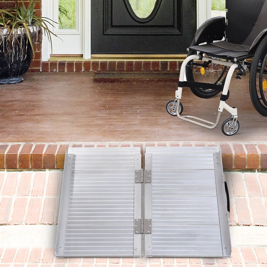 Rampa per Sedie a Rotelle Piegevole 61 cm ¨C zephmum ¨C Alluminio Argento 270 kg