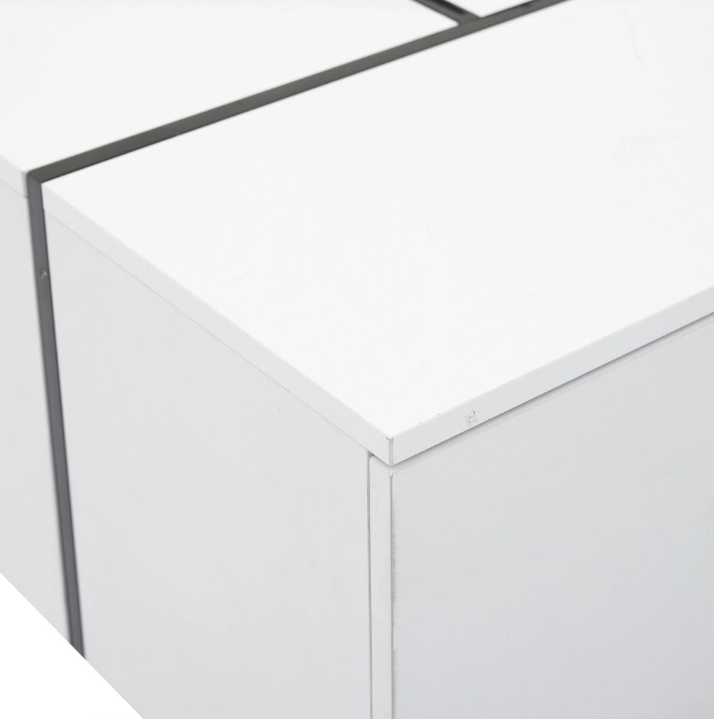 Tavolino da caffè bianco e nero 100x60x40 cm con 4 cassetti