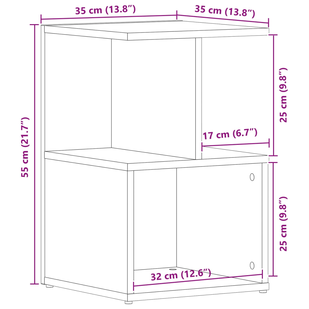 Comodini 2 pz Nero Rovere 35x35x55 cm Legno ingegnerizzato