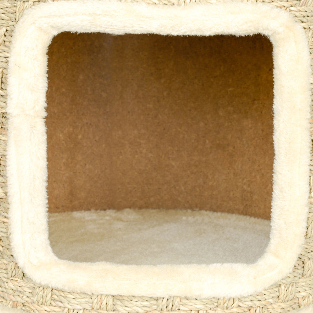 Tiragraffi per Gatti con Area Gioco e Riposo ¨C zephmum ¨C Peluche 38x37 cm Khaki-Beige