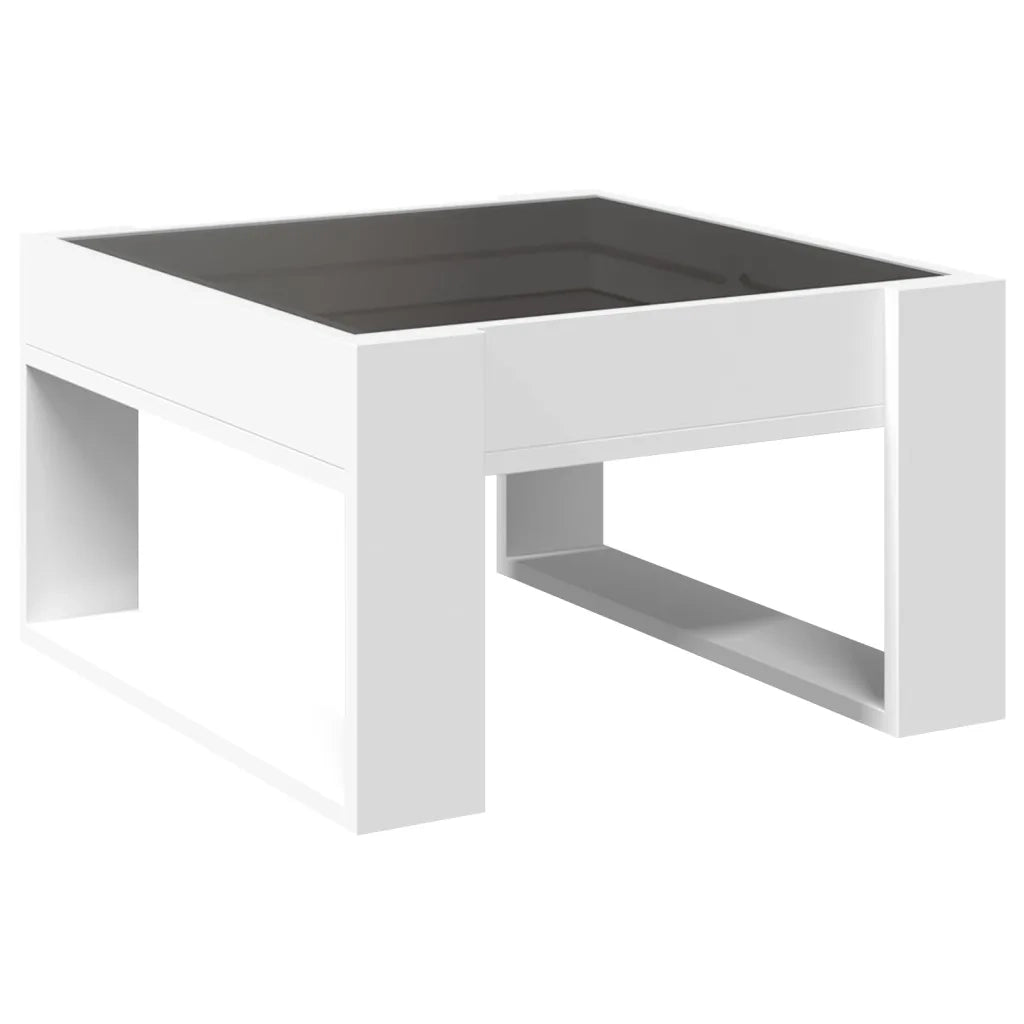Tavolino da Salotto con LED Infinity Bianco 50x53x30 cm