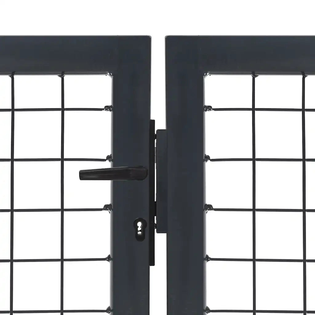 Cancello di Recinzione con Pali in Acciaio 350x140 cm Antracite 144401
