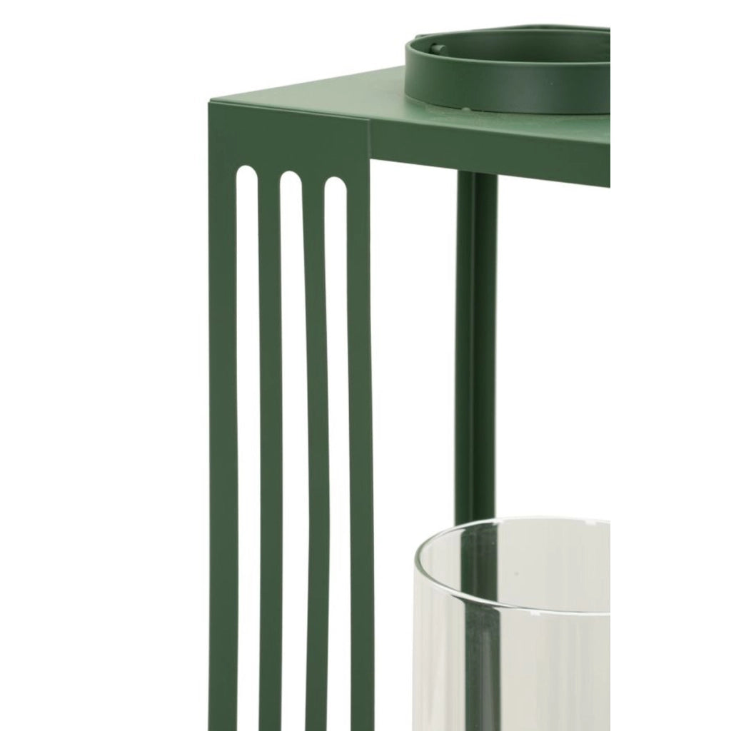Set di due lanterne geometriche in metallo e vetro temperato