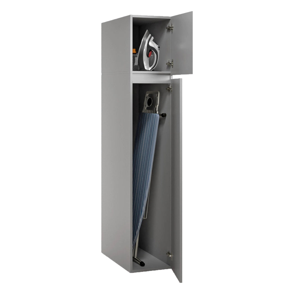 Gilroy, Armadio Multiuso 2 Ante 3 Ripiani Made in Italy, 35x195h cm Grigio