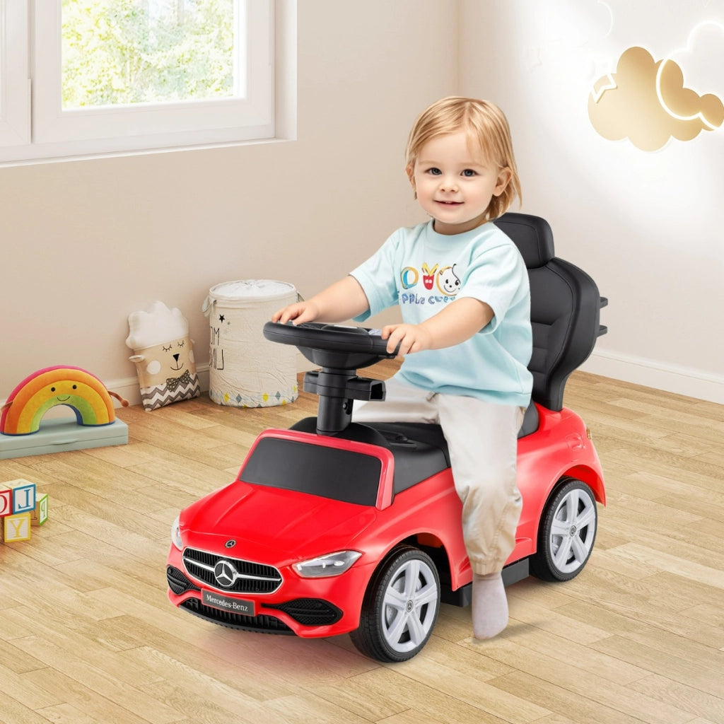 Auto a spinta 3 in 1 mercedes-benz ufficiale con schienale regolabile, Macchina cavalcabile Rosso-Macchinine giocattoli