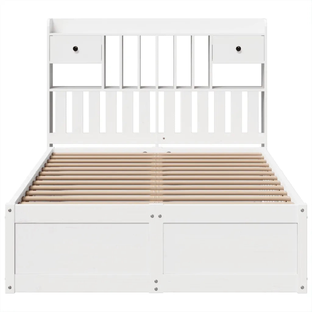 Letto senza Materasso Bianco 135x190 cm Legno Massello di Pino