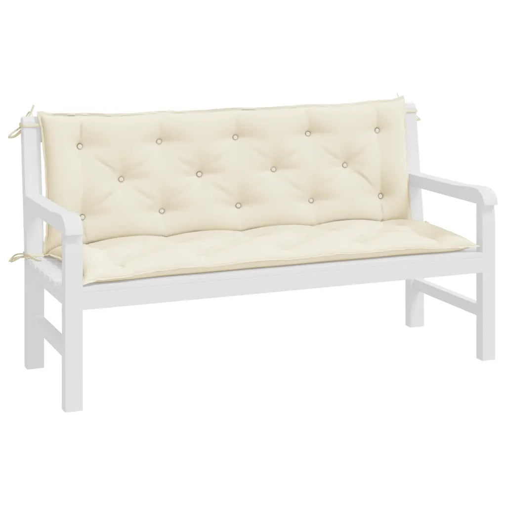 Cuscini Panca Giardino 2pz Bianco Crema 150x50x7 Tessuto Oxford 361699