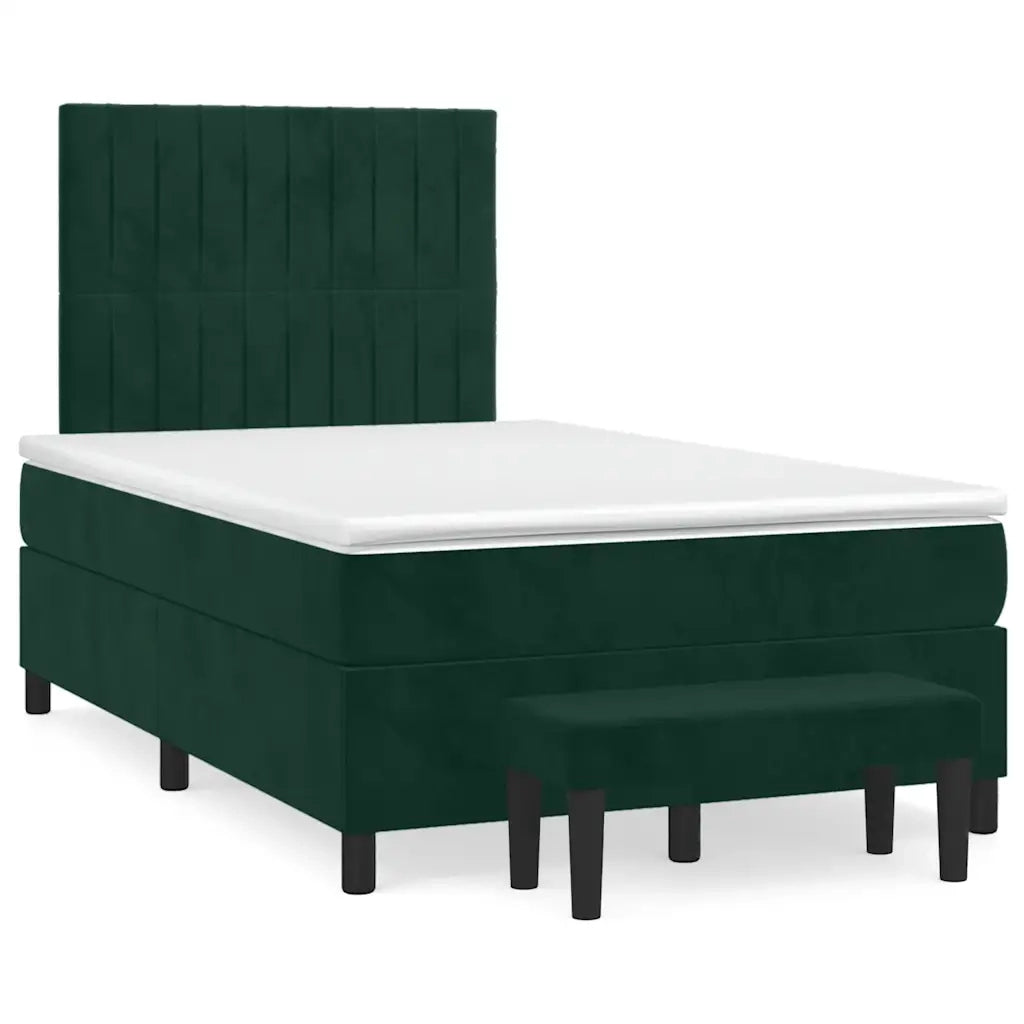 Giroletto a Molle con Materasso Verde Scuro 120x190 cm Velluto