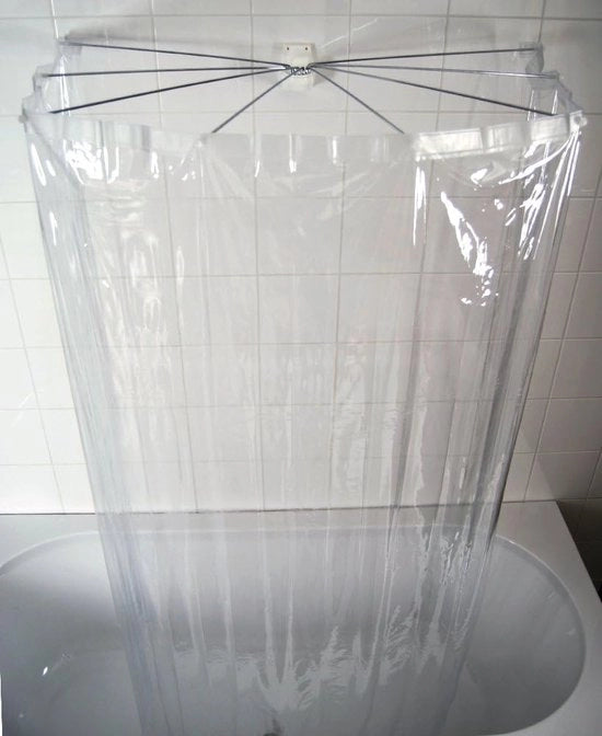Douchegordino opvolutile, cabina doccia ombrello, tenda doccia, materiale ABS/acciaio inossidabile/PEVA, trasparente, 170 cm