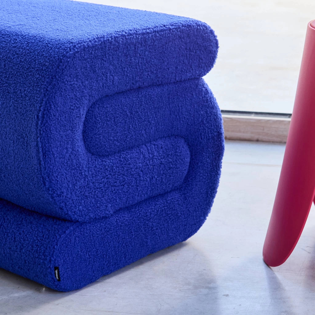 Pouf in bouclé, blu
