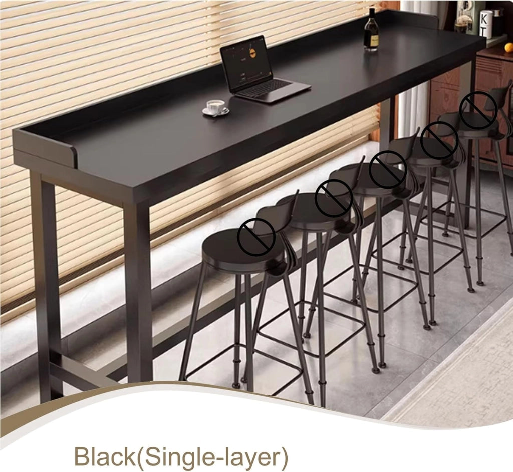 Tavolo Alto da Bar Tavolo Cucina Tavolino Alto e Stretto da Balcone Salvaspazio con Telaio in Metallo per Soggiorno e Sala Da Pranzo Bar Ristorante(Black(single),47.2x11.8x41in)