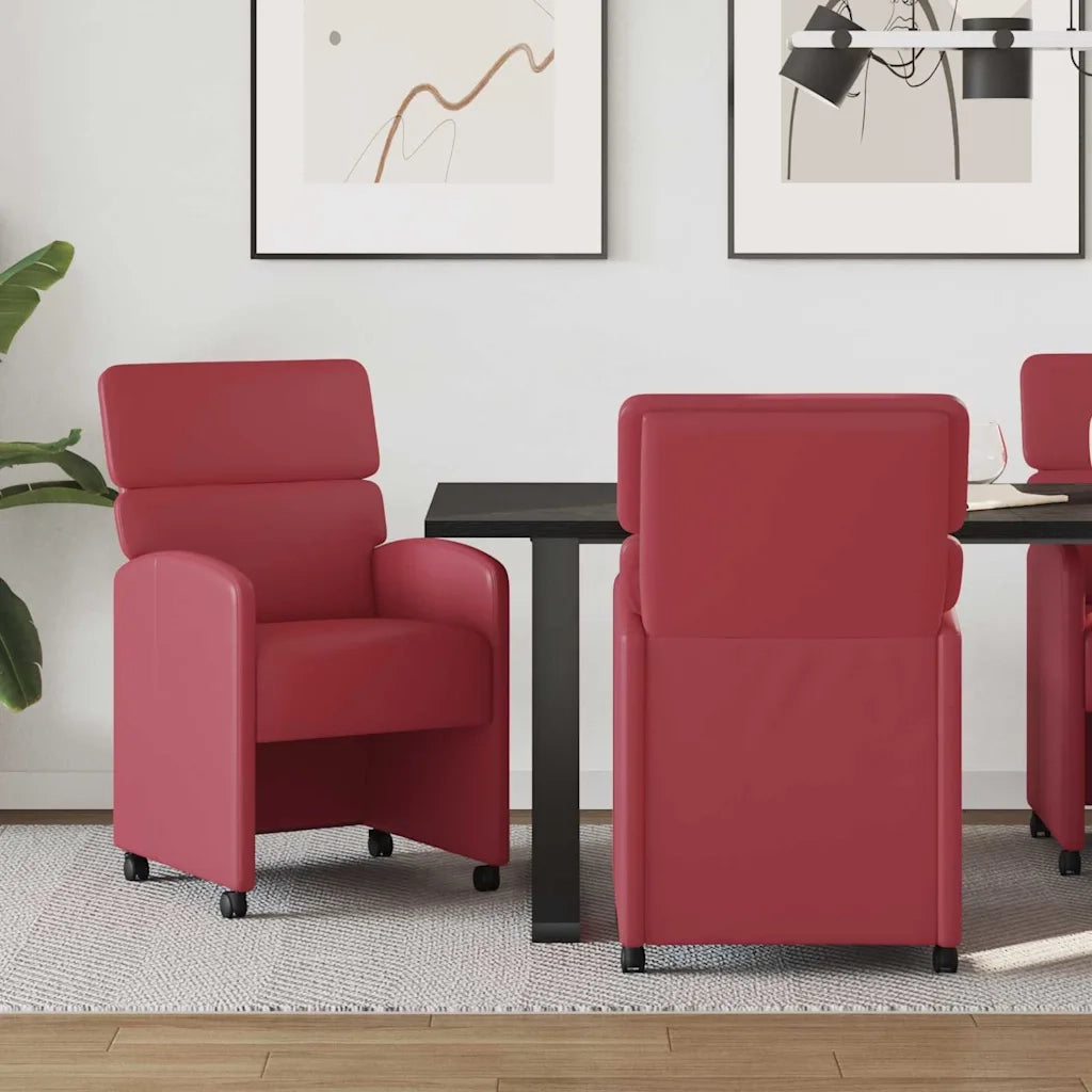 Sedie da Pranzo con Ruote 2 pcs Rosso vino 58 x 65 x 98 cm 42017887