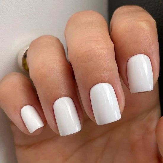 Nail per Adesivo a Pressione 24 pz Kit per Falsi Unghie con Finitura a Gel - Falsi Unghie Bianchi Resistenti