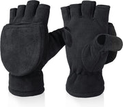 Manopole senza dita con cappuccio - guanti invernali - manopole senza dita con imbottitura polar - manopole calde senza dita - guanti impermeabili con copertura a scorrimento per uomini e donne - 1 coppia