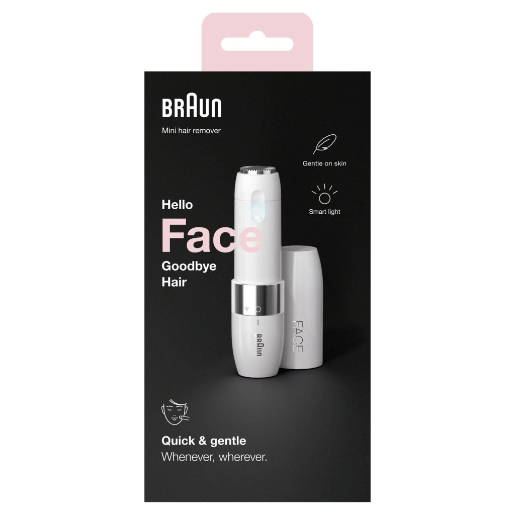 Braun Face FS1000 Mini Depilatore Donna, Depilazione Elettrica Viso, Facile E Veloce, Tocco Finale Per Baffetti, Mento E Guance, Per Un Make-up Più Semplice, Ideale In Viaggio, Con Luce Smartlight, Bianco