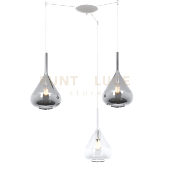 SOSPENSIONE BIANCO 3 LUCI SPOSTABILE VETRI TR + 2X FU 1177BI-S3 S-TF