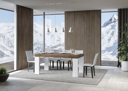 Tavolo Allungabile 160/420x90x77 cm Roxell Mix piano Noce gambe Bianco Frassino