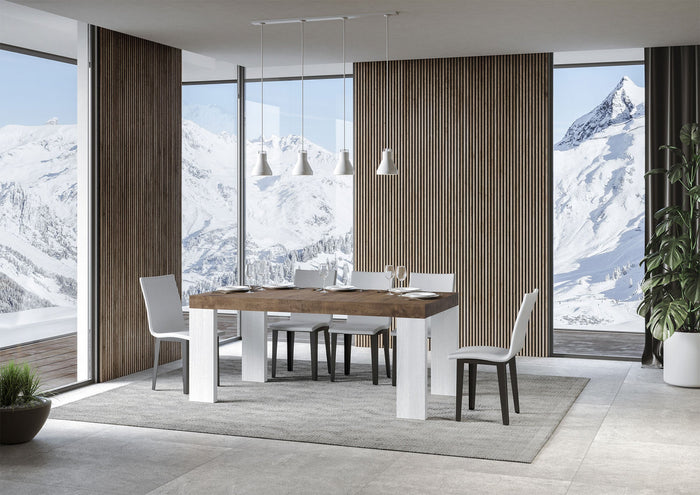 Tavolo Allungabile 180/440x90x77 cm Roxell Mix piano Noce gambe Bianco Frassino