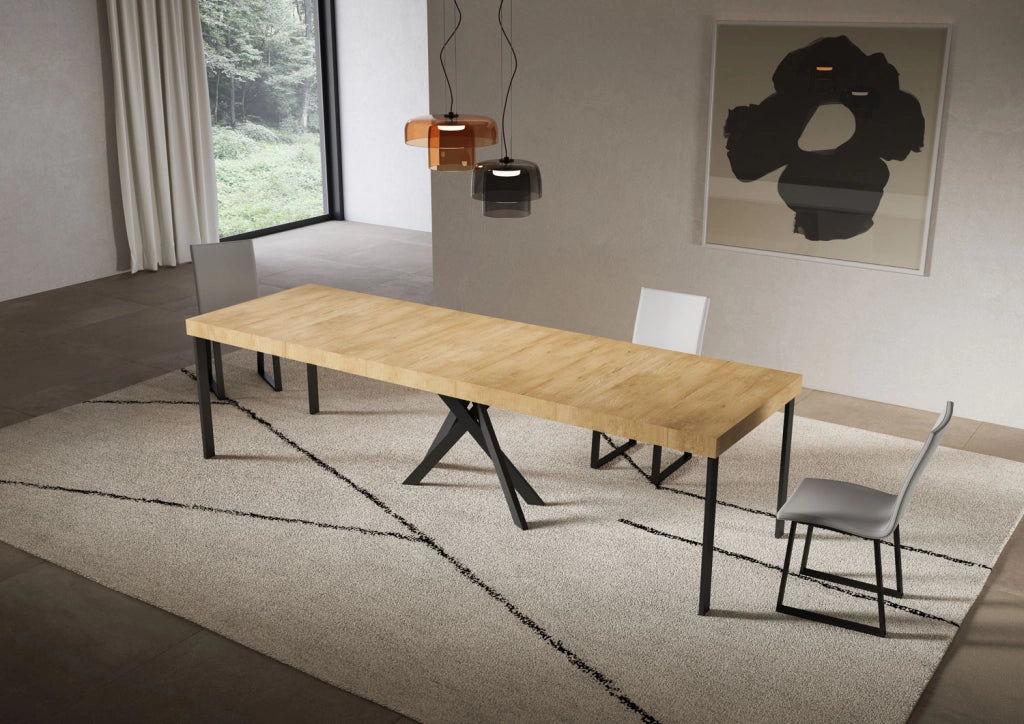 Consolle allungabile 90x40/300 cm Saki Premium quercia natura gambe antracite