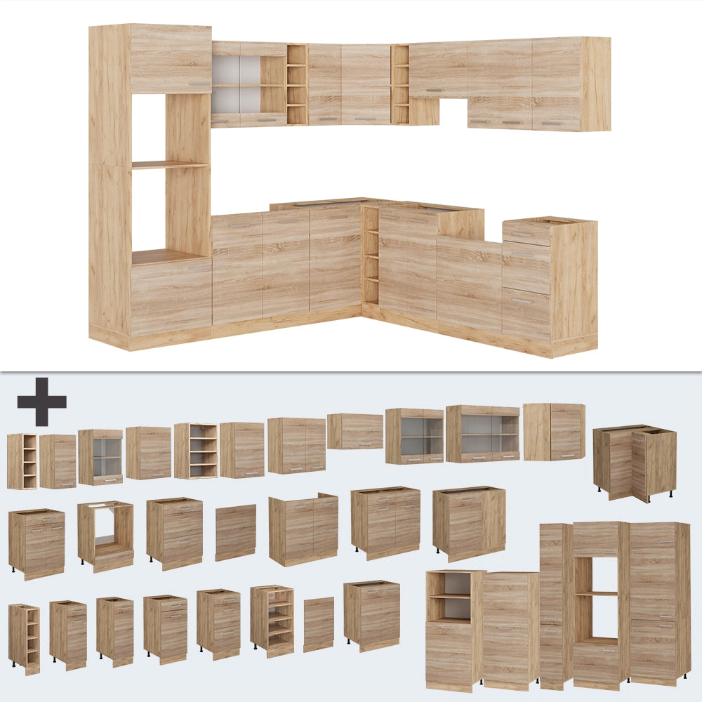 Cucina angolare completa R-Line Sonoma/Rovere dorato 247 x 237 cm, PL Rovere Vicco
