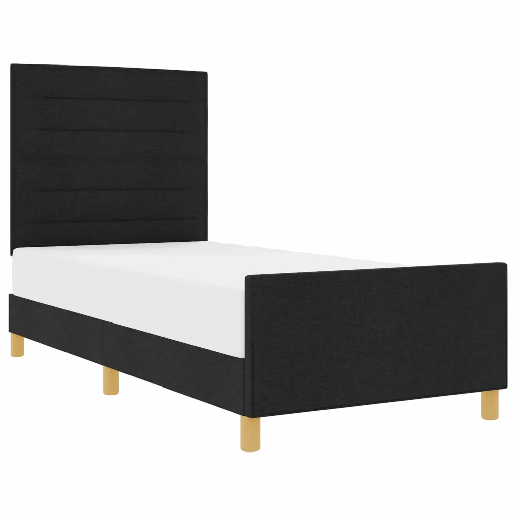 Struttura del letto con testiera-Giroletto Nero 80 x 200 cm Tessuto 623566