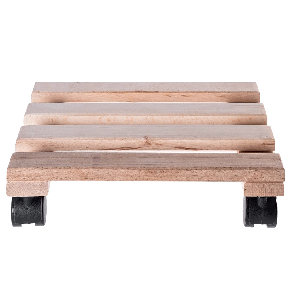 Supporto per vaso da fiori KADAX, fioriera in legno su ruote, piattaforma quadrata 30 cm