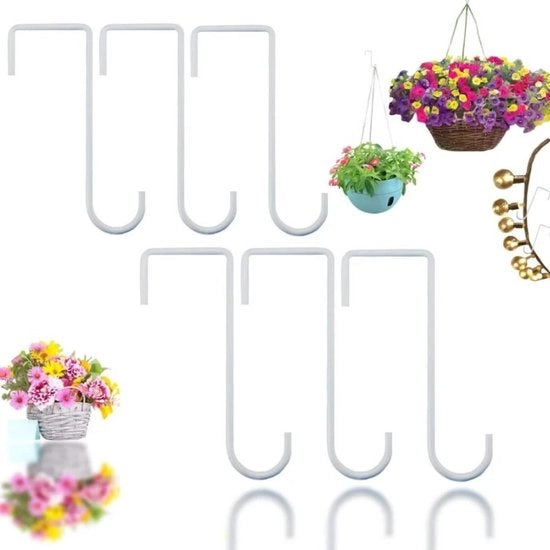 Set di 6 ganci in acciaio inossidabile robusti - ganci per recinzione - 15,5 x 5,5 cm - Sostiene fino a 20 kg - Adatto per uso interno ed esterno - Arredamento giardino - Adatto per piante, mangiatoie e gong per vento