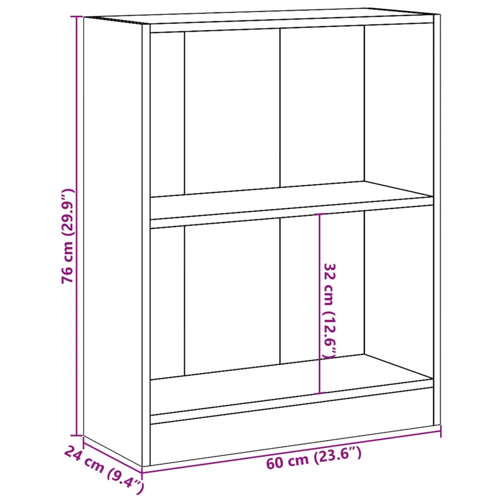 Libreria Grigio Cemento 60x24x76 cm in Legno Multistrato 800859