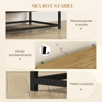 Credenza Moderna con 2 Cassetti, Armadietto Regolabile e Ripiano Aperto, in Legno e Acciaio, 80x40x78 cm, Marrone