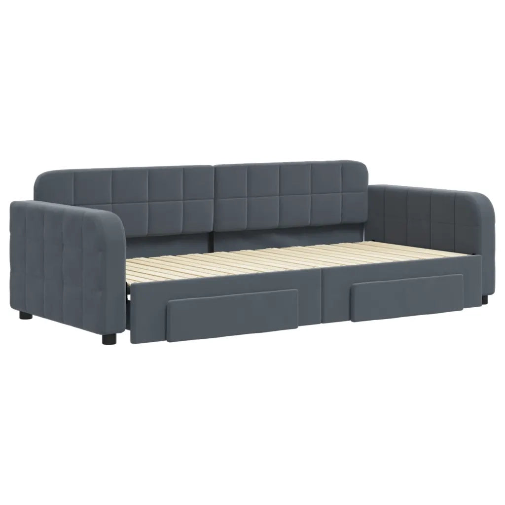 Divano Letto Estraibile Cassetti-Sofa Letto-Daybed Grigio Scuro 90x200cm Velluto 761341