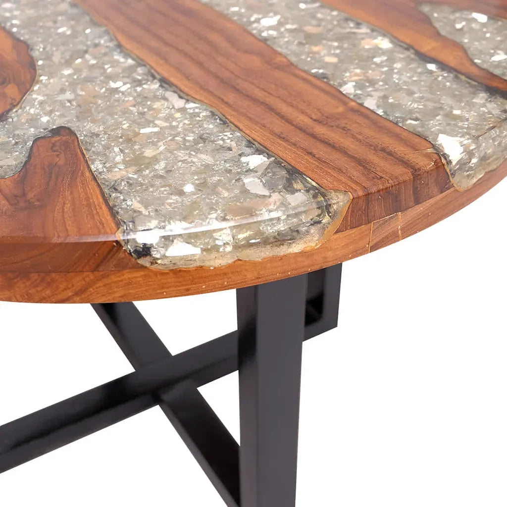 Tavolino da CaffÃ¨ in Legno di Teak Solido e Resina 60 cm