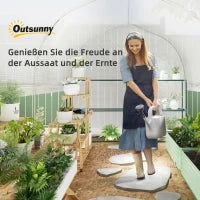 Serra a Tunnel 3 x 2 x 2 m in Polietilene con Lati Avvolgibili, Copertura in Plastica Resistente ai Raggi UV e Struttura in Acciaio Zincato, Bianco