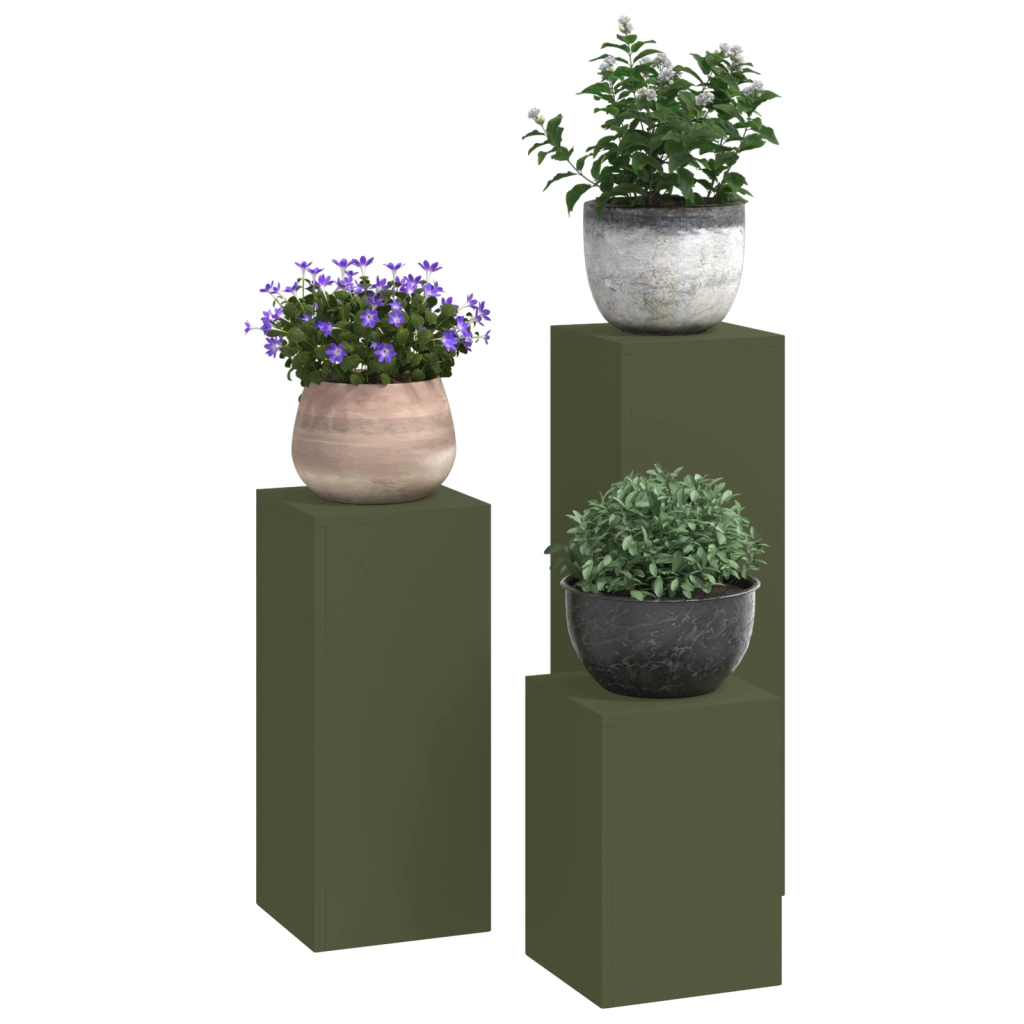 Supporti per Piante da Esterno 3 pcs Verde Oliva Acciaio
